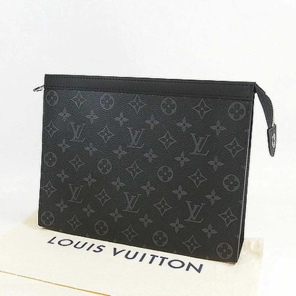 Louis Vuitton Monogram Clutch Bag Canvas Leather Eclipse Black